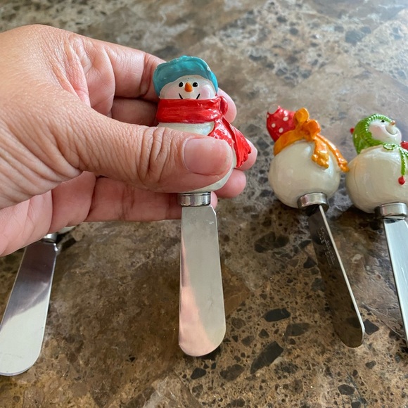 Snowman Cheese Stainless Steel Spreaders Set - Festive Multi-Color - Picture 8 of 12